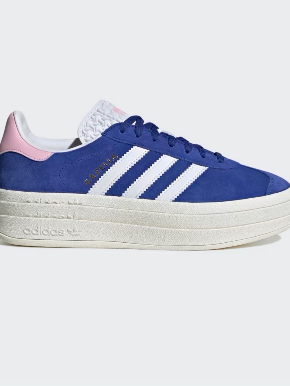 adidas gazelle bold Platform Sneakers in Blue/White with Pink Heel